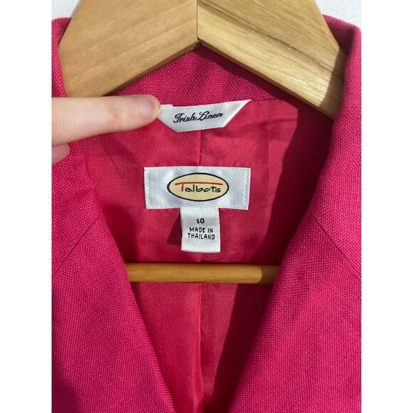 Talbots blazer jacket women’s size 10 pink Irish linen career lightweight preppy - Picture 3 of 5